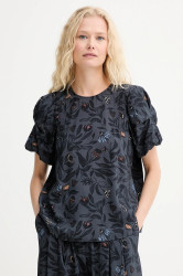 Halenka MUNTHE LUSTANNA dámská, tmavomodrá barva, vzorovaná, 253103125320