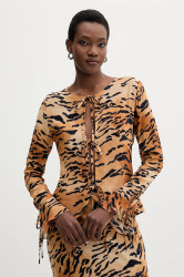 Halenka Never Fully Dressed dámská, hnědá barva, vzorovaná, NFDTO1808