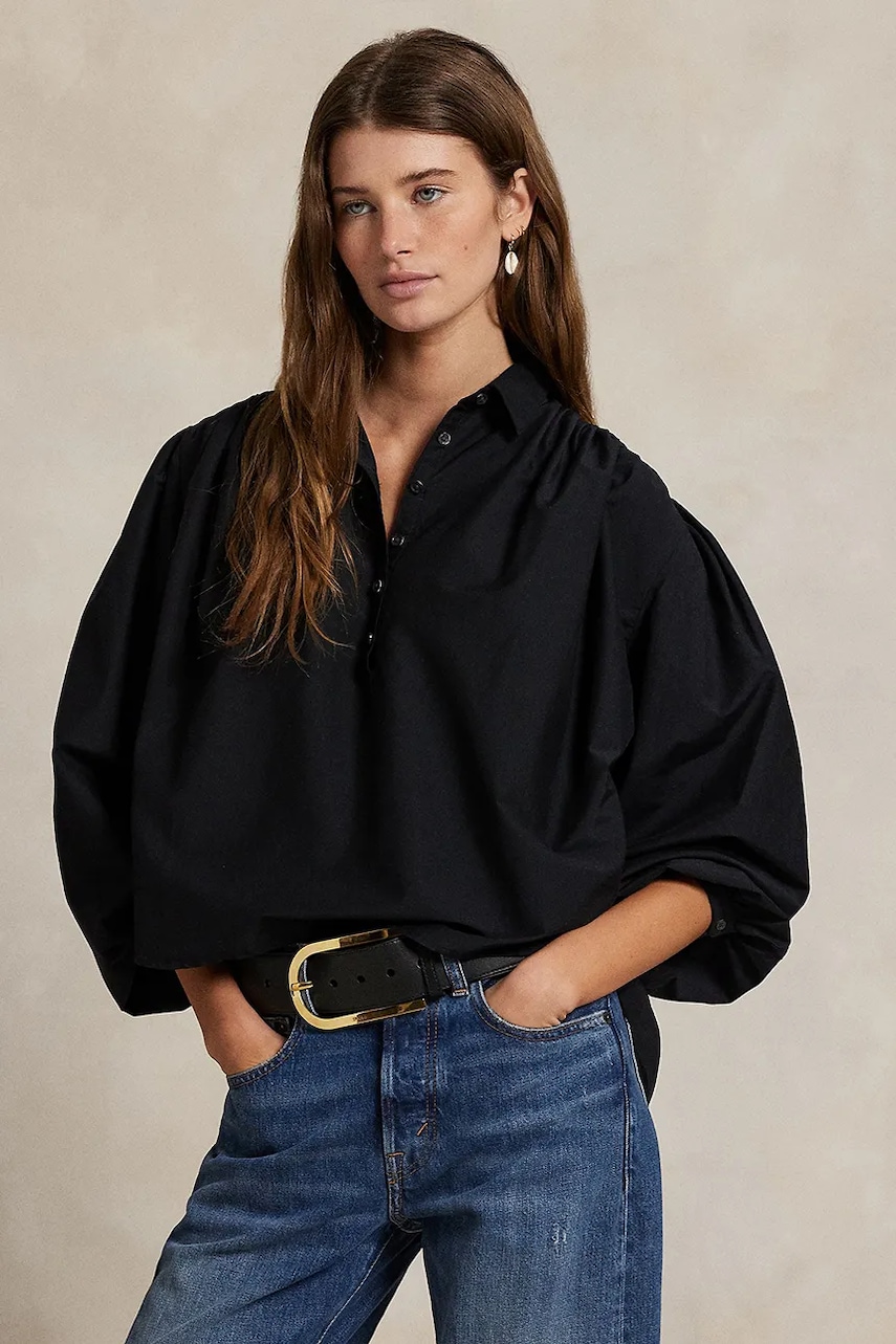 Halenka Polo Ralph Lauren dámská, černá barva, hladká, 211971508