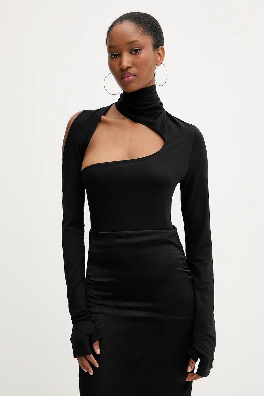 Halenka PRESSIAT dámská, černá barva, hladká, PRE117FW24