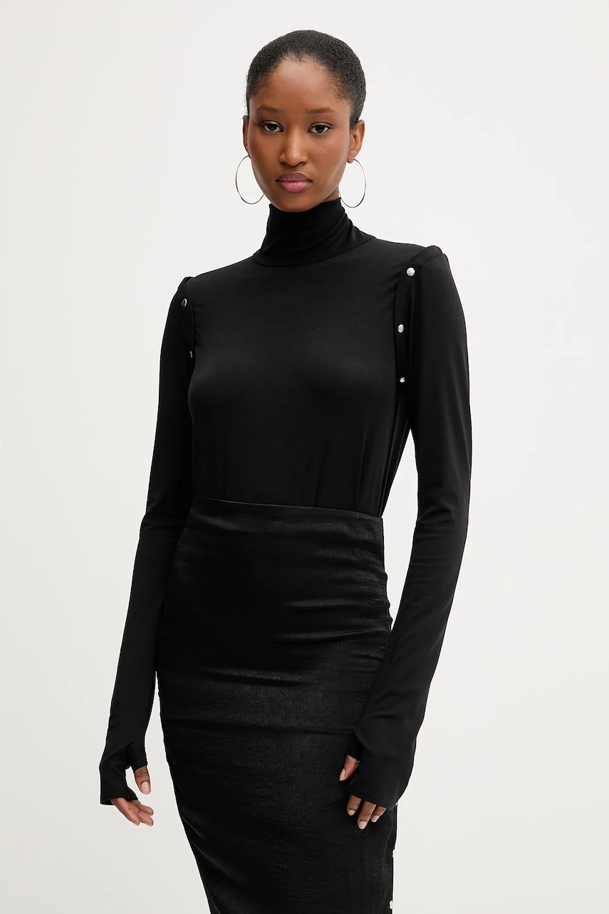 Halenka PRESSIAT dámská, černá barva, hladká, PRE118FW24