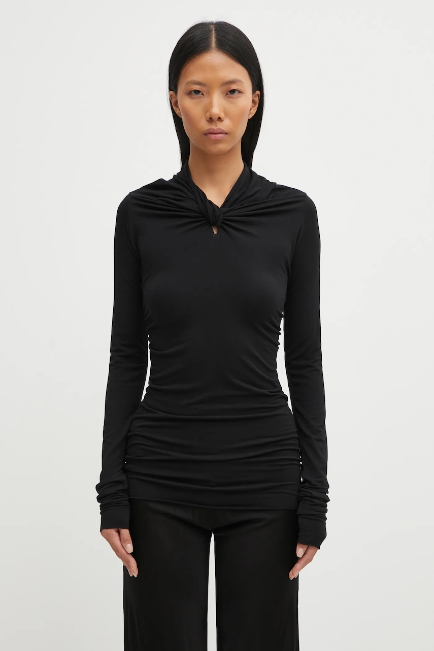 Halenka s kašmírem Rick Owens Lilies Kairo černá barva, LI02E3212.JBWS