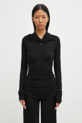 Halenka s kašmírem Rick Owens Lilies Kairo černá barva, LI02E3212.JBWS