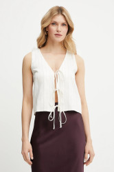 Halenka s lněnou směsí Marella ISOLANA dámská, béžová barva, vzorovaná, 2513161014200