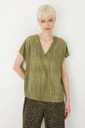 Halenka s lněnou směsí Medicine dámská, zelená barva, hladká