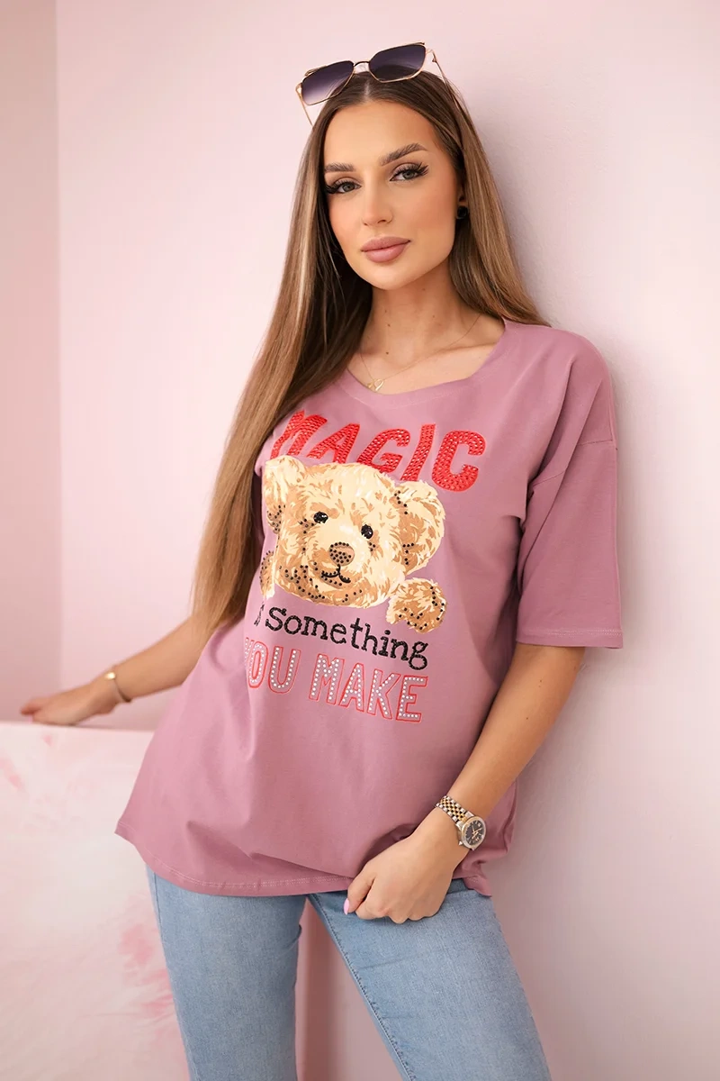 Halenka s potiskem Magic tmavě růžová