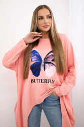 Halenka s potiskem oversize meruňka