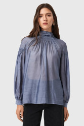 Halenka s příměsí hedvábí AllSaints PEARLA fialová barva, W027PD