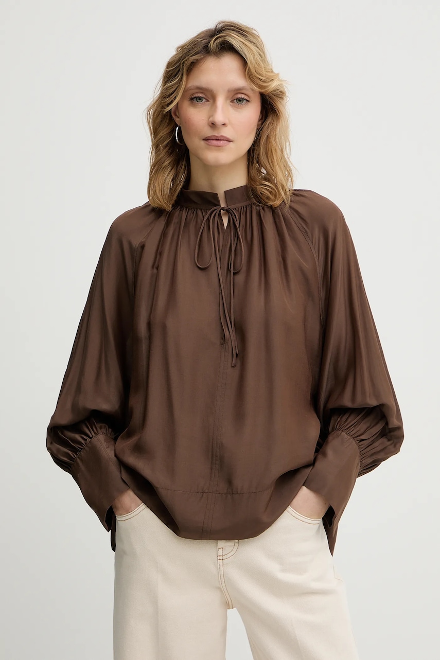 Halenka s příměsí hedvábí MUNTHE ROSEBERGER hnědá barva, 254102925427