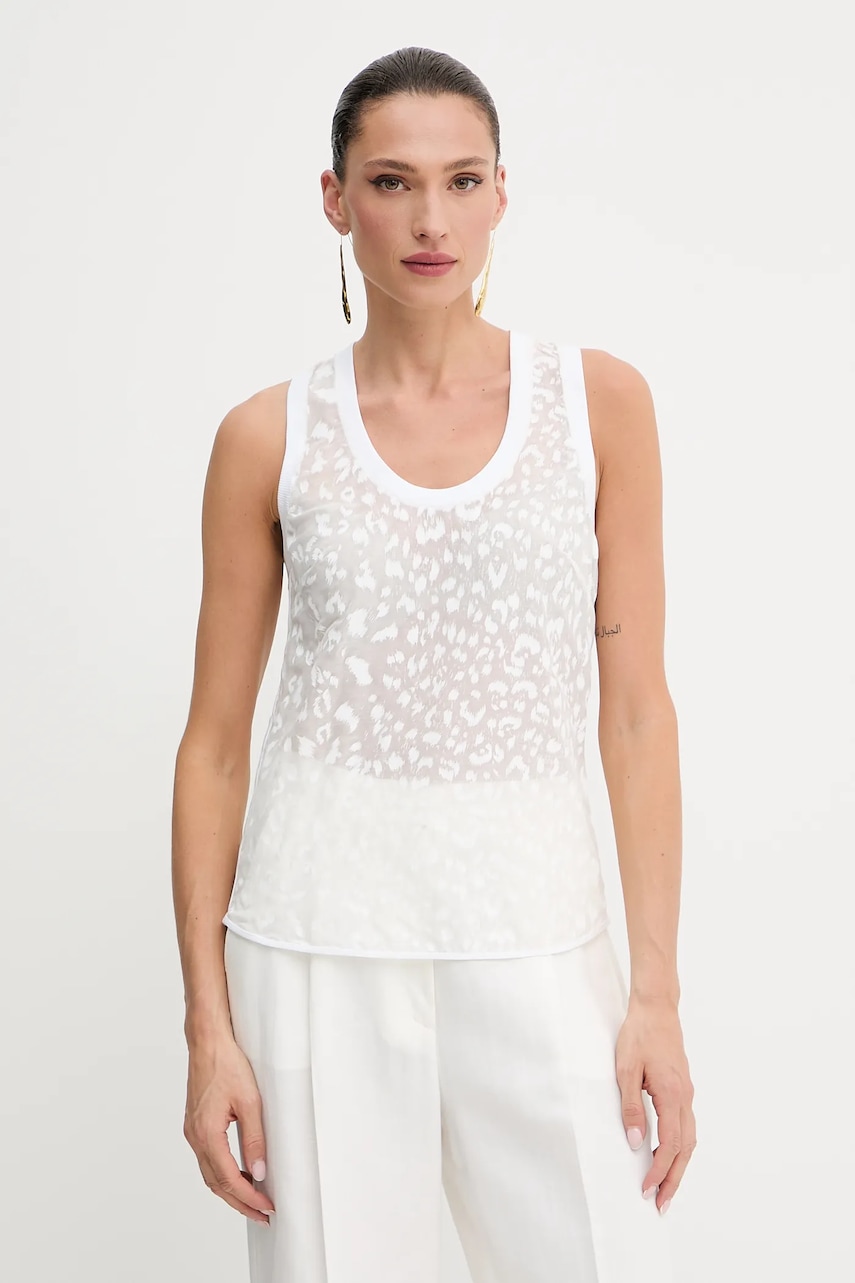 Halenka s příměsí hedvábí Pinko dámská, bílá barva, vzorovaná, 105260 A2MN