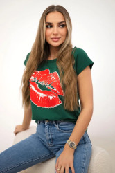 Halenka se zeleným potiskem rtů