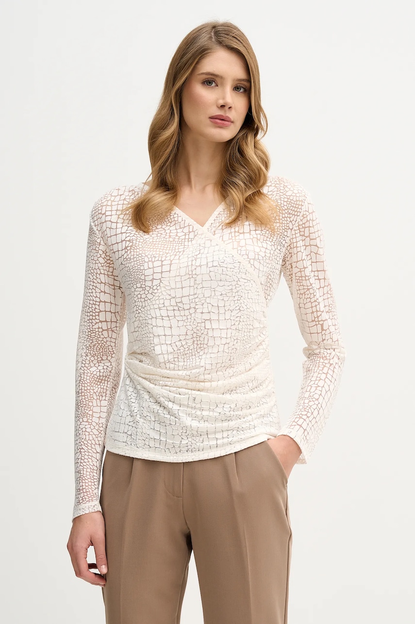 Halenka Sisley dámská, béžová barva, vzorovaná, 3NDXL401A