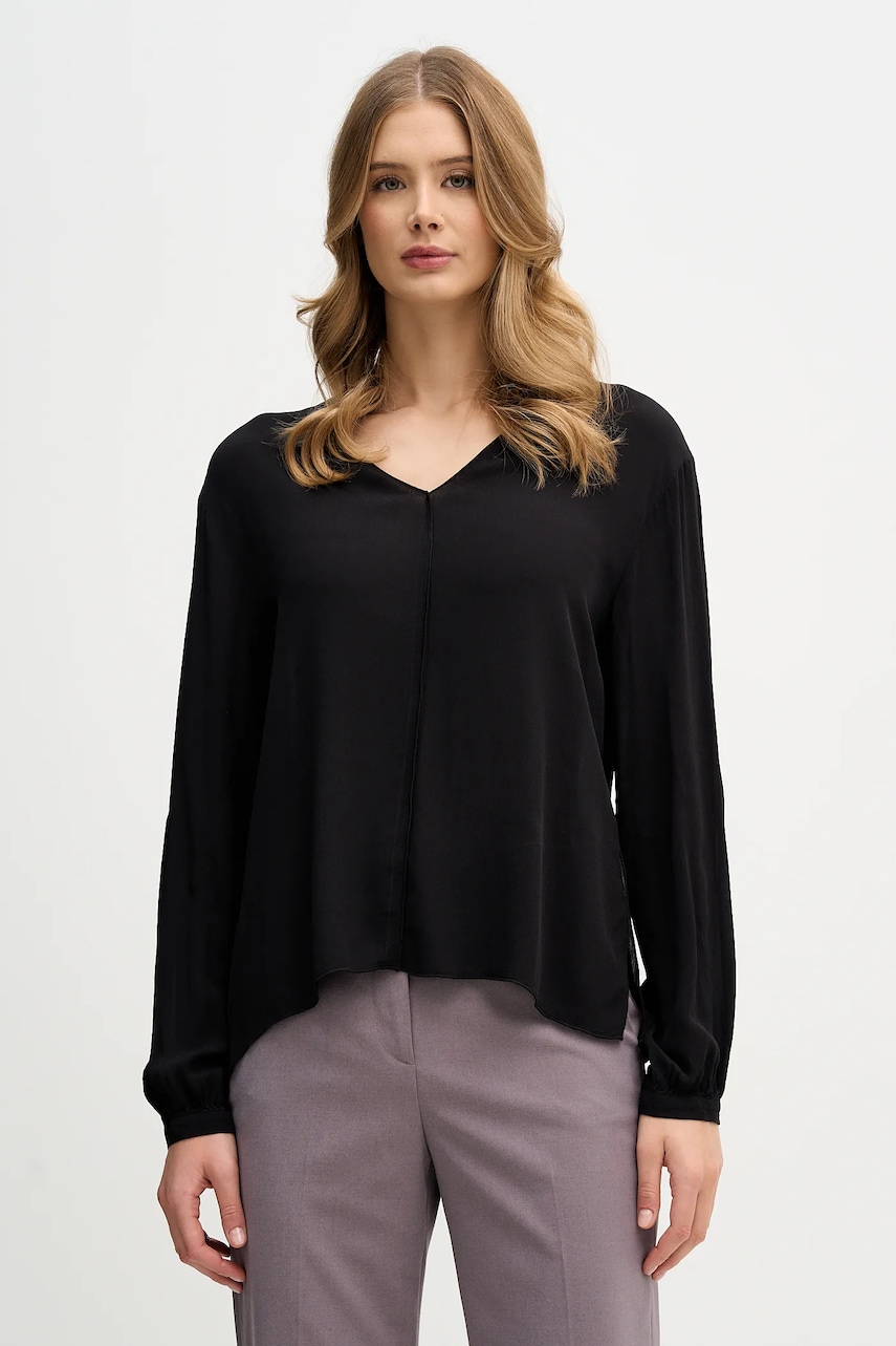 Halenka Sisley dámská, černá barva, hladká, 5IDTLQ09H