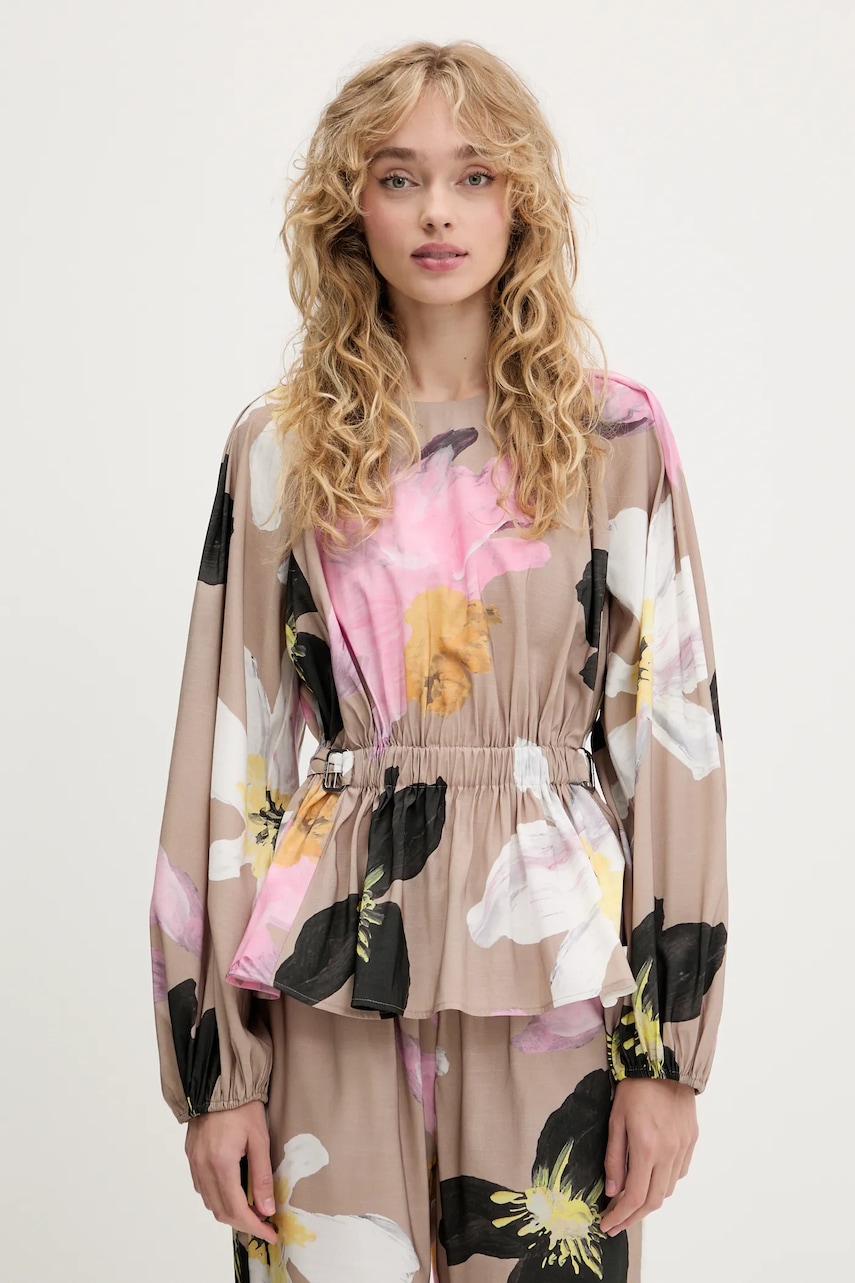 Halenka Stine Goya dámská, béžová barva, vzorovaná, SG-PF25-T064-2070