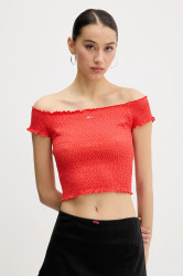 Halenka Tommy Jeans dámská, oranžová barva, hladká, DW0DW20238