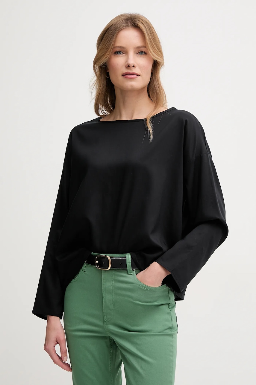 Halenka United Colors of Benetton dámská, černá barva, hladká, 52M9DQ0B7