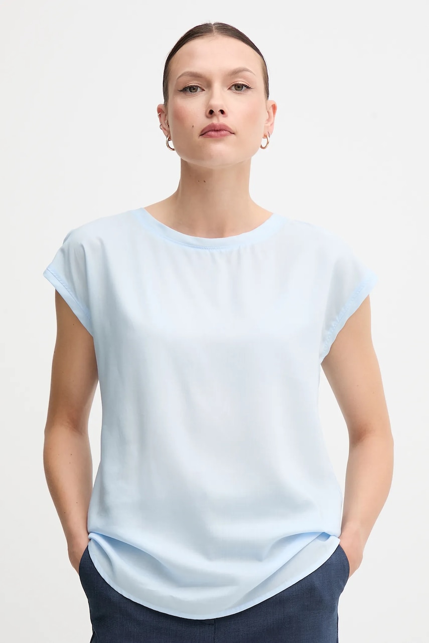 Halenka United Colors of Benetton dámská, modrá barva, hladká, 52M9DQ0BI