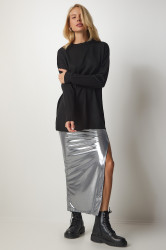 Happiness İstanbul Dámský černý svetr s kulatým výstřihem