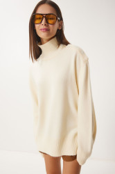 Happiness İstanbul Women's Ecru Turtleneck Knitwear Sweater
