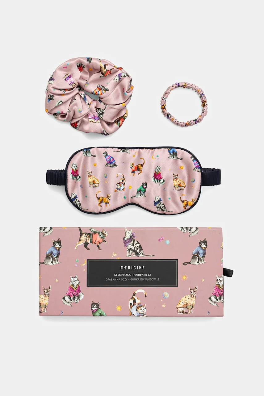 Hedvábná sada: páska na oči a gumičky do vlasů Medicine 2-pack