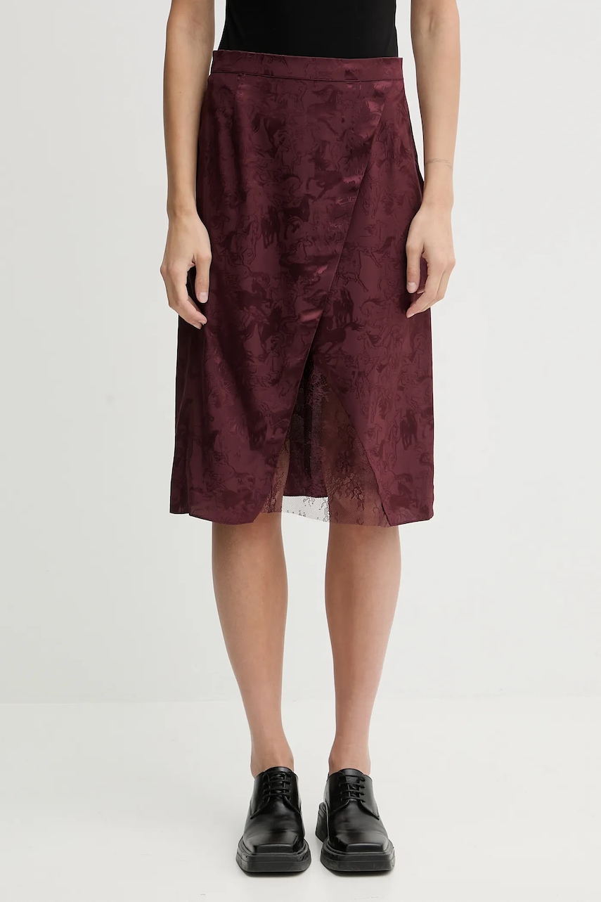 Hedvábná sukně ZADIG&VOLTAIRE vínová barva, mini, WWSK01620