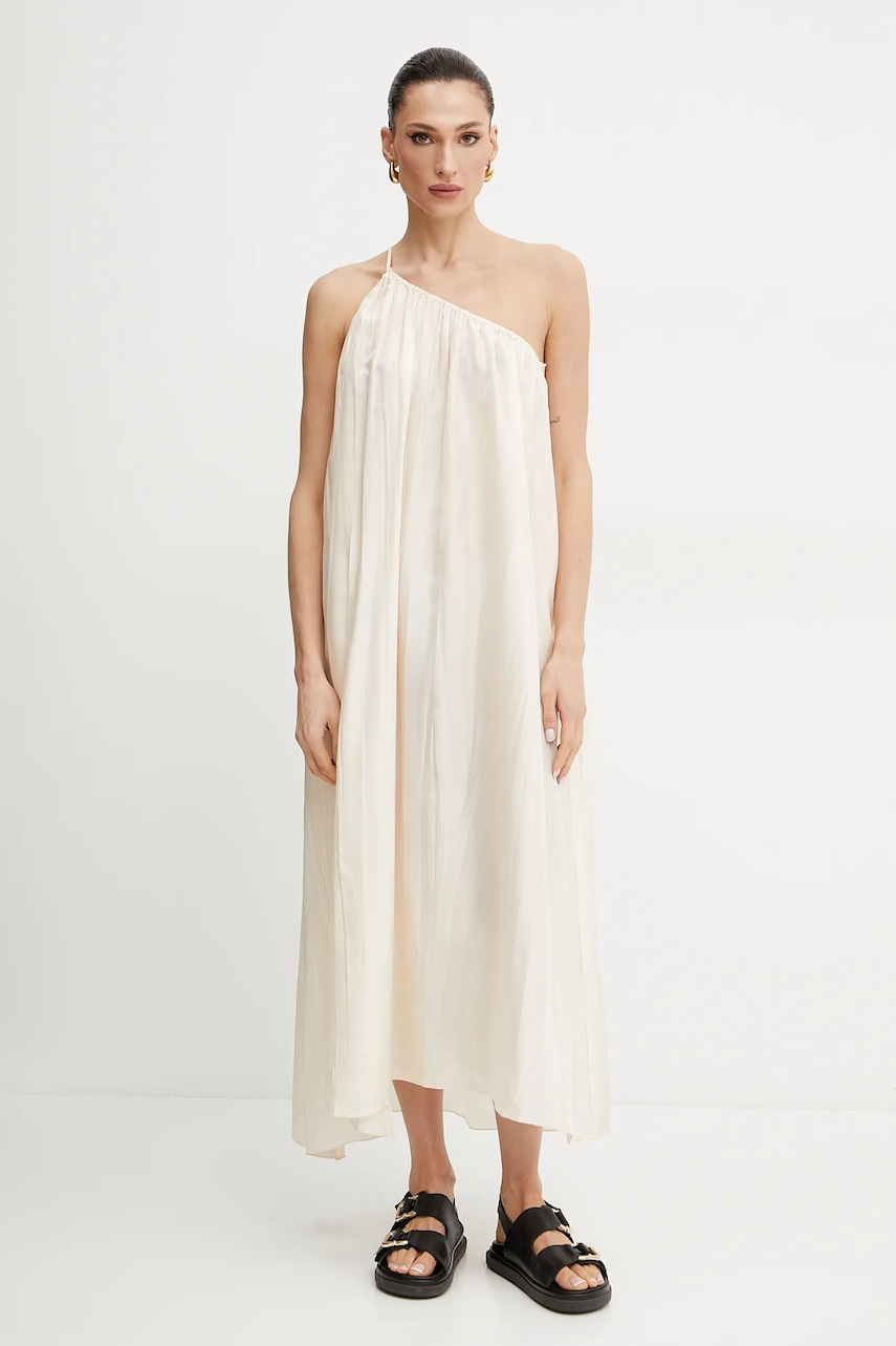 Hedvábné šaty Liviana Conti béžová barva, maxi, L5SS85