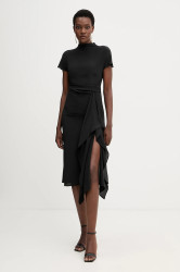 Hedvábné šaty Liviana Conti černá barva, midi, L5WS15