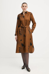 Hedvábné šaty MM JADI hnědá barva, midi, 2526226017600