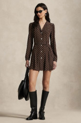 Hedvábné šaty Polo Ralph Lauren hnědá barva, mini, 211972072