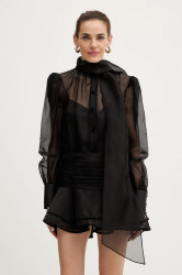 Hedvábné šaty Retrofete Celandine černá barva, mini, R-FW25-11858-17