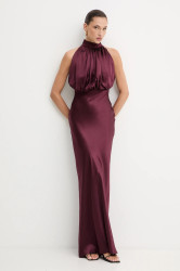 Hedvábné šaty Rotate vínová barva, maxi, 1146542734