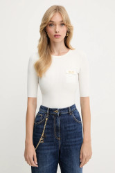 Hedvábný svetr Elisabetta Franchi béžová barva, MK10B56E2