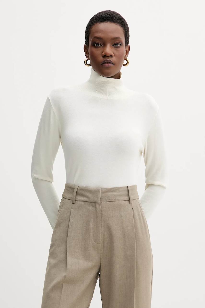 Hedvábný svetr Weekend Max Mara KIKU béžová barva, s golfem, 2525366012600