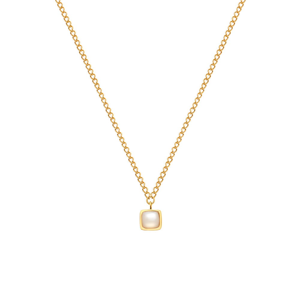 Hot Diamonds Jemný pozlacený náhrdelník s perletí a diamantem Gemstones DN198