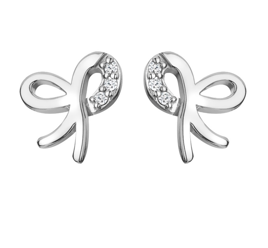 Hot Diamonds Krásné stříbrné náušnice s diamanty Mašle Much Loved DE730