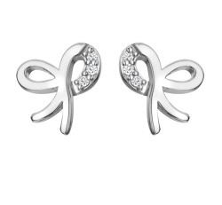 Hot Diamonds Krásné stříbrné náušnice s diamanty Mašle Much Loved DE730