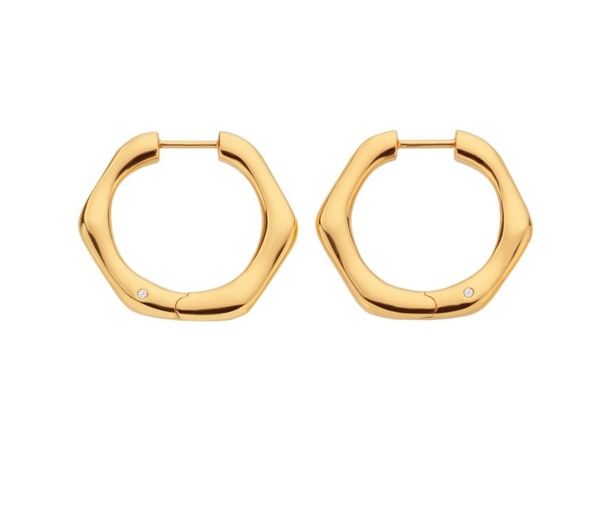 Hot Diamonds Minimalistické pozlacené náušnice kruhy s diamanty Jac Jossa Soul DE726