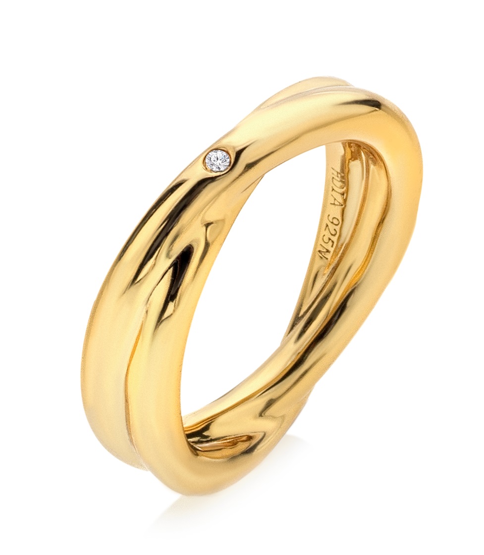 Hot Diamonds Minimalistický pozlacený prsten s pravým diamantem Jac Jossa Soul DR292 51 mm