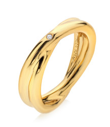 Hot Diamonds Minimalistický pozlacený prsten s pravým diamantem Jac Jossa Soul DR292 51 mm