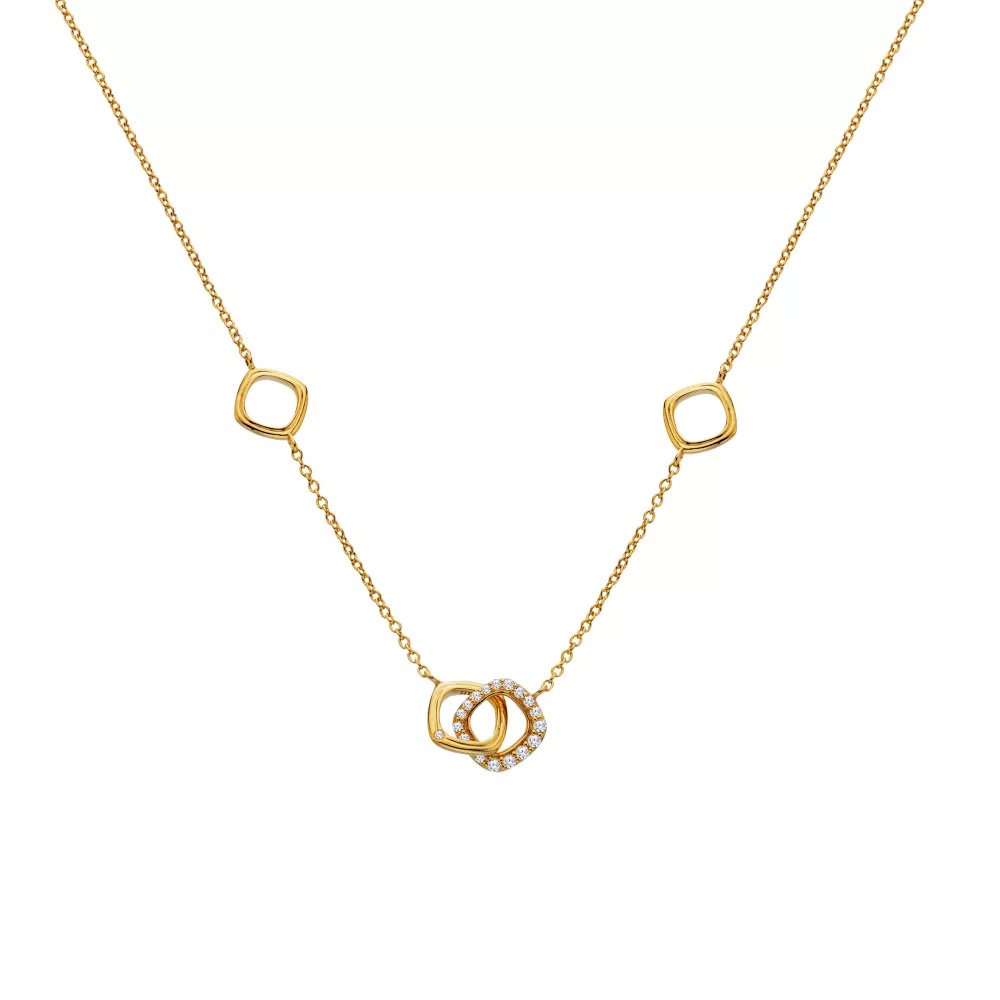 Hot Diamonds Pozlacený moderní náhrdelník s diamantem a topazy Connected DN223