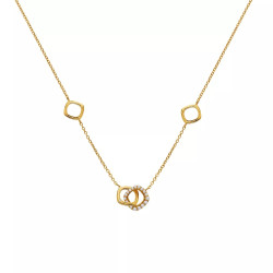 Hot Diamonds Pozlacený moderní náhrdelník s diamantem a topazy Connected DN223