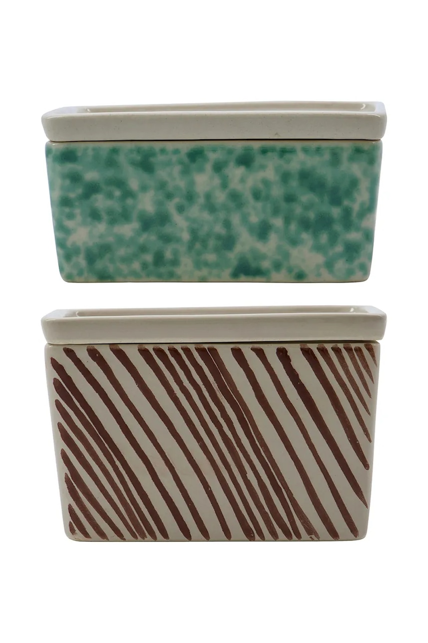 House Doctor  Sada skladovacích nádob s víkem  HDDiva 12,5 x 9 x 6 / 12,5 x 9 x 8 cm. 2-pack