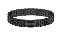 Hugo Boss Elegantní černý náramek pro muže Owan 1580646