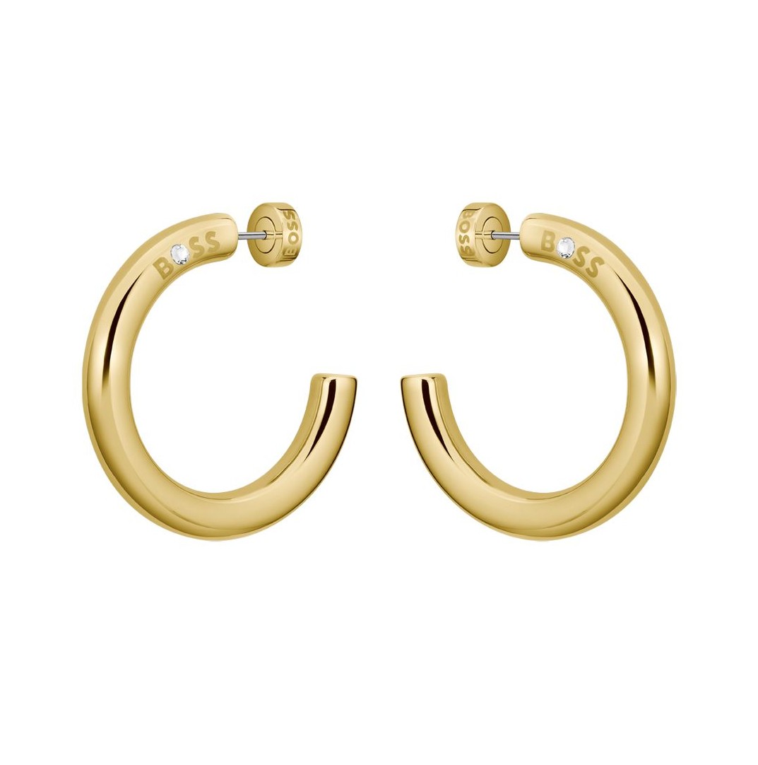 Hugo Boss Kruhové náušnice z pozlacené oceli Live Statement 1580738
