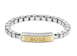 Hugo Boss Nadčasový pánský bicolor náramek z oceli Devon 1580597 17,5 cm