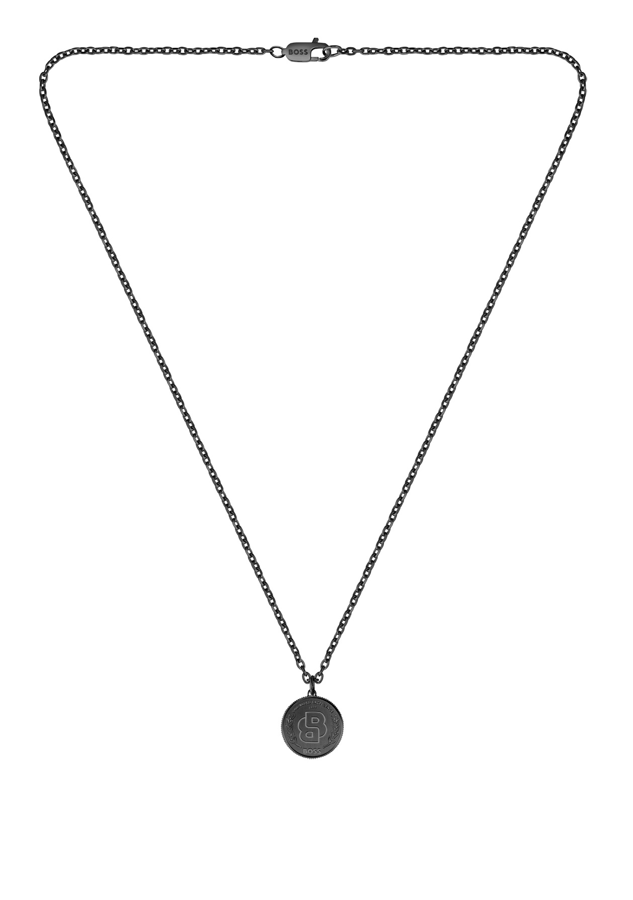 Hugo Boss Pánský černý náhrdelník z oceli Double B 1580762