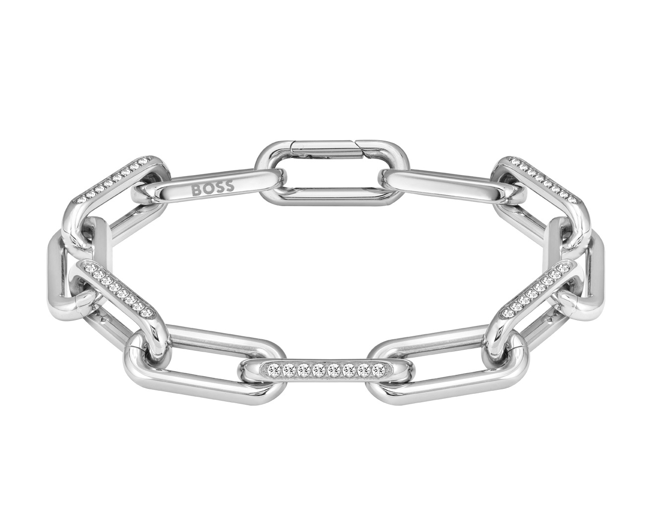 Hugo Boss Výrazný dámský ocelový náramek s krystaly Halia 1580599