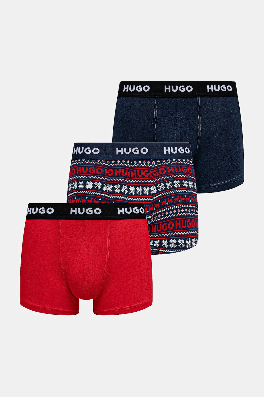 HUGO  boxerky pánské bavlněné s elastanem TRIPLET DESIGN 3-pack