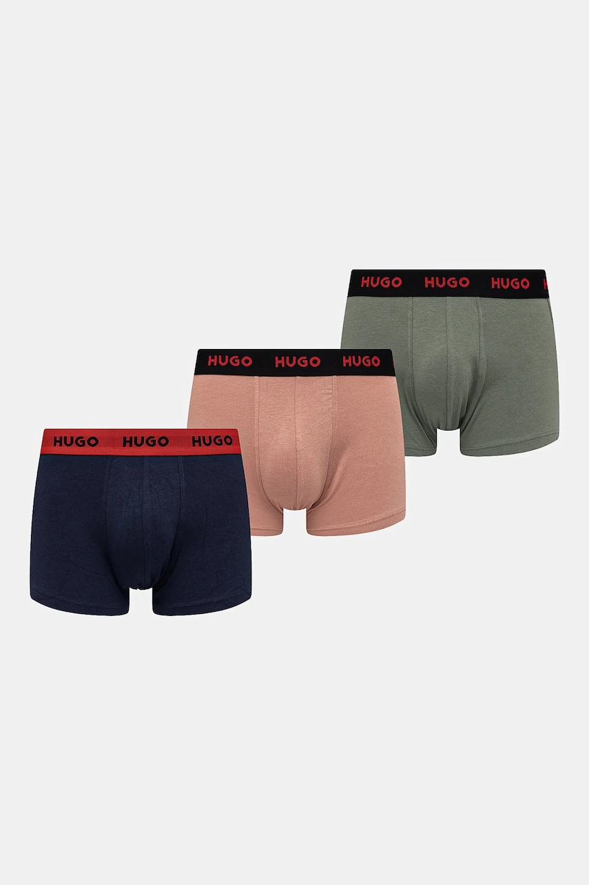 HUGO  boxerky pánské bavlněné s elastanem TRUNK TRIPLET PACK 3-pack
