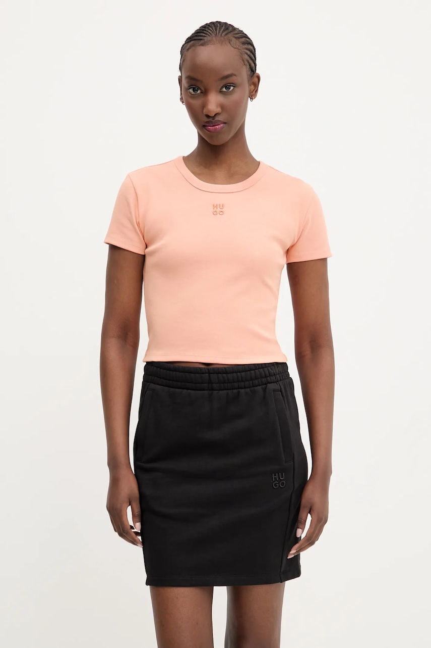 HUGO  crop top dámský bavlněný Delanor